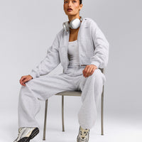 Foundations All Season Cropped Zip Up Hoodie | Grey Marl