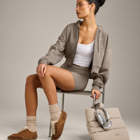 Foundations All Season Cropped Zip Through Hoodie | Minky