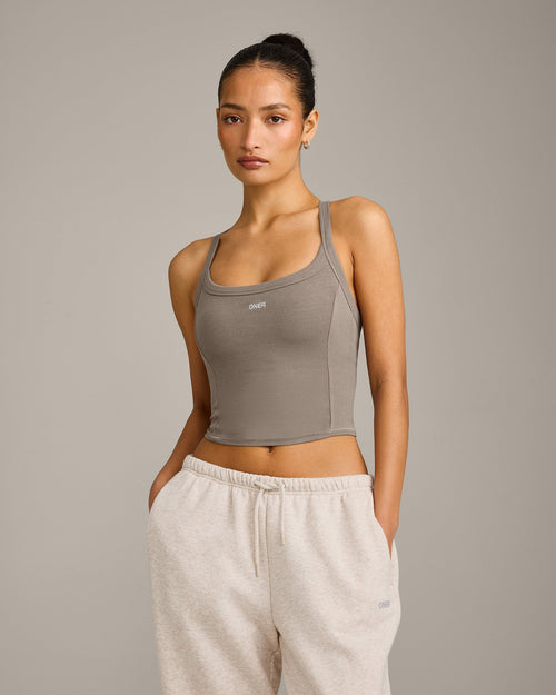 Mellow™ Rib Racer Back Mid Vest with Built in Bra Shelf | Warm Minky