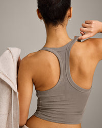Mellow™ Rib Racer Back Mid Vest with Built in Bra Shelf | Warm Minky