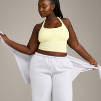 Mellow™ Rib Racer Back Mid Vest with Built in Bra Shelf | Pastel Yellow