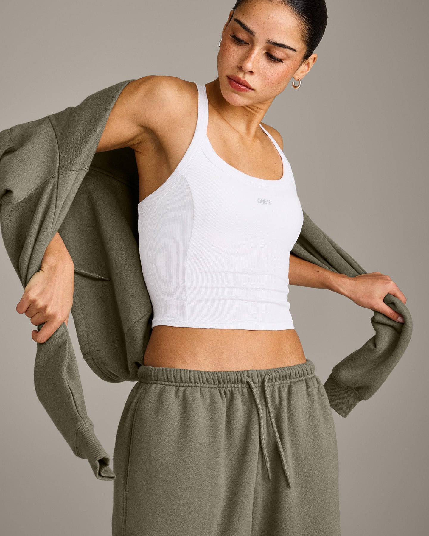 Mellow™ Rib Racer Back Mid Vest with Built in Bra Shelf | White