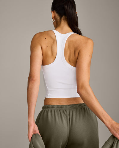 Mellow™ Rib Racer Back Mid Vest with Built in Bra Shelf | White