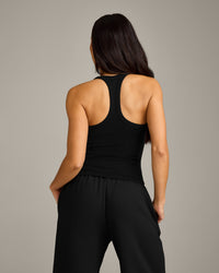 Mellow™ Rib Racer Back Vest with Built in Bra Shelf | Black