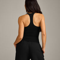 Mellow™ Rib Racer Back Vest with Built in Bra Shelf | Black