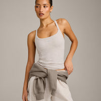 Mellow™ Rib Racer Back Vest with Built in Bra Shelf | Oat Marl