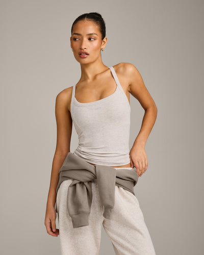 Mellow™ Rib Racer Back Vest with Built in Bra Shelf | Oat Marl