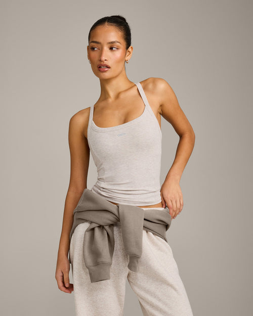 Mellow™ Rib Racer Back Vest with Built in Bra Shelf | Oat Marl