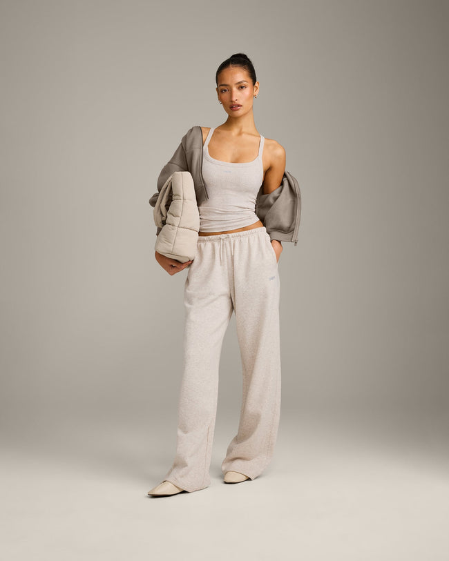 Mellow™ Rib Racer Back Vest with Built in Bra Shelf | Oat Marl