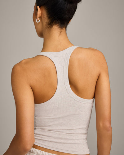 Mellow™ Rib Racer Back Vest with Built in Bra Shelf | Oat Marl