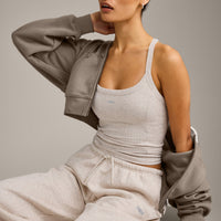 Mellow™ Rib Racer Back Vest with Built in Bra Shelf | Oat Marl