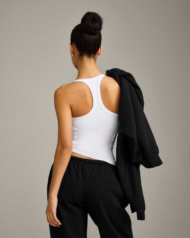 Mellow™ Rib Racer Back Vest with Built in Bra Shelf | White