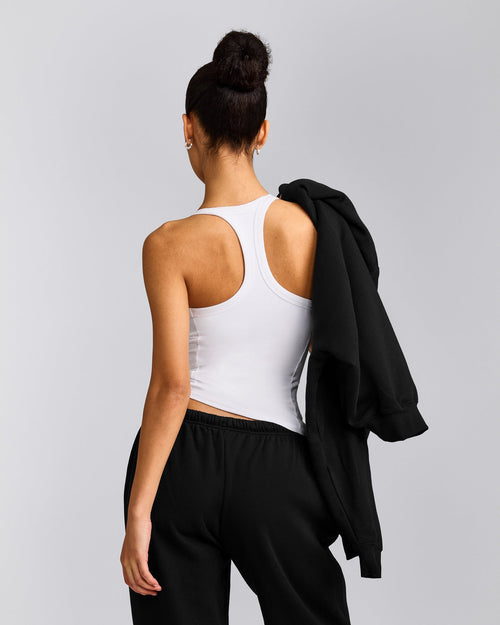 Mellow™ Rib Racer Back Vest with Built in Bra Shelf | White