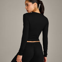 Oner At Home Night Button Down Long Sleeve Top | Black