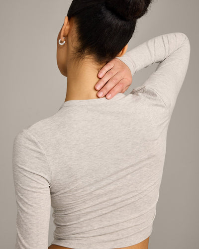 Oner At Home Night Button Down Long Sleeve Top | Oat Marl