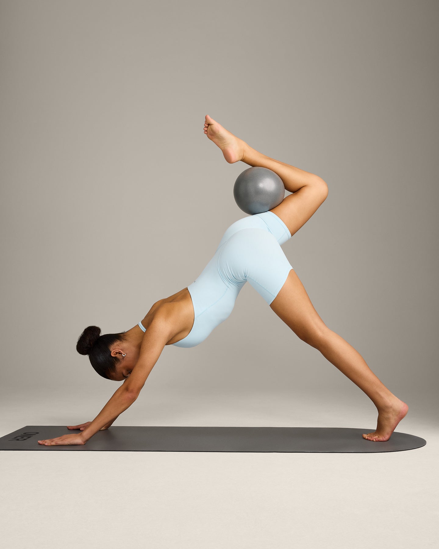SoftMotion™ Halter Neck All In One Short with Grey Logo | Cloud Blue