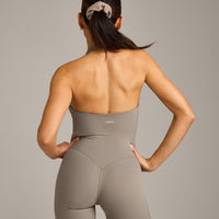 SoftMotion™ Halter Neck All In One Short with Grey Logo | Minky