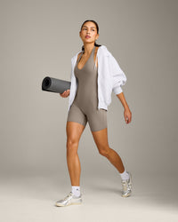 SoftMotion™ Halter Neck All In One Short with Grey Logo | Minky