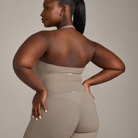 SoftMotion™ Halter Neck Mid Vest with Built in Bra Shelf with Grey Logo | Minky