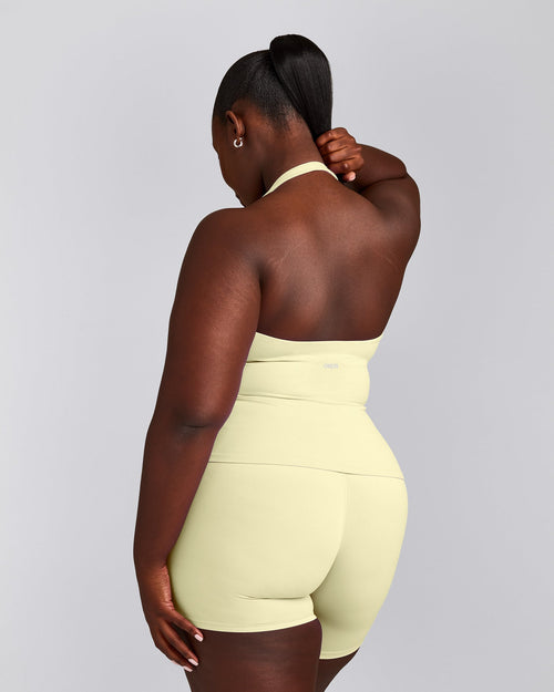 SoftMotion™ Halter Neck Tank Top with Built in Bra Shelf | Pastel Yellow