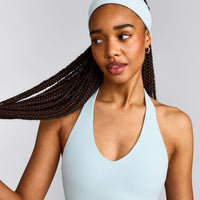 SoftMotion™ Headband with Grey Logo | Cloud Blue