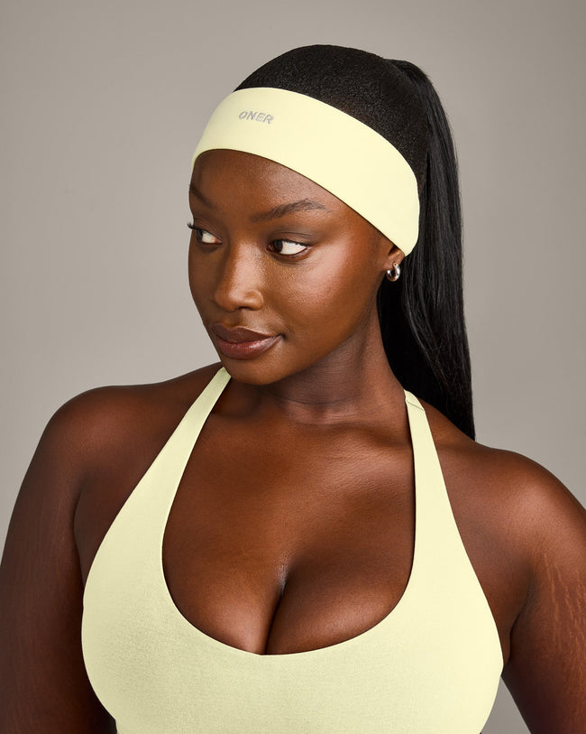 SoftMotion™ Headband with Grey Logo | Pastel Yellow
