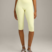 SoftMotion™ High Waisted Capri Leggings with Grey Logo | Pastel Yellow