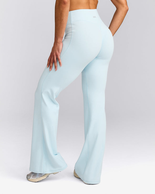 SoftMotion™ Flared Pants with Grey Logo | Cloud Blue