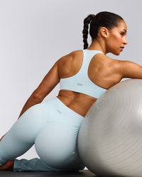 SoftMotion™ Flared Pants with Grey Logo | Cloud Blue