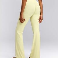 SoftMotion™ Flared Pants with Grey Logo | Pastel Yellow