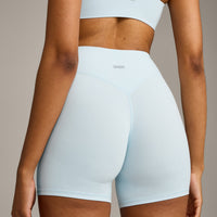 SoftMotion™ High Waisted Shorts 6" with Grey Logo | Cloud Blue