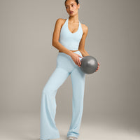 SoftMotion™ Straight Leg Bottoms with Grey Logo | Cloud Blue