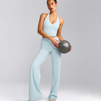SoftMotion™ Straight Leg Pants with Grey Logo | Cloud Blue