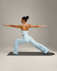 SoftMotion™ Straight Leg Bottoms with Grey Logo | Cloud Blue