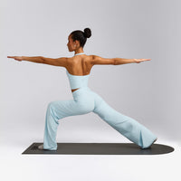 SoftMotion™ Straight Leg Pants with Grey Logo | Cloud Blue