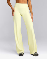 SoftMotion™ Straight Leg Trousers with Grey Logo | Pastel Yellow