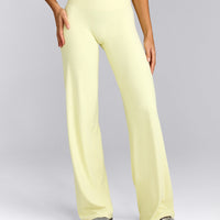 SoftMotion™ Straight Leg Trousers with Grey Logo | Pastel Yellow