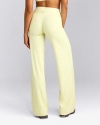 SoftMotion™ Straight Leg Trousers with Grey Logo | Pastel Yellow