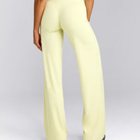 SoftMotion™ Straight Leg Trousers with Grey Logo | Pastel Yellow