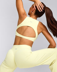 SoftMotion™ Straight Leg Trousers with Grey Logo | Pastel Yellow