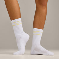 Varsity Stripe Long Crew Socks 1 Pack | Pastel Yellow