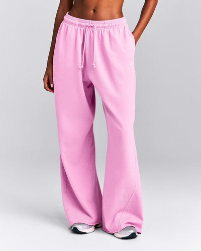 Cotton Vintage Lounge Wide Leg Joggers | Rose Pink