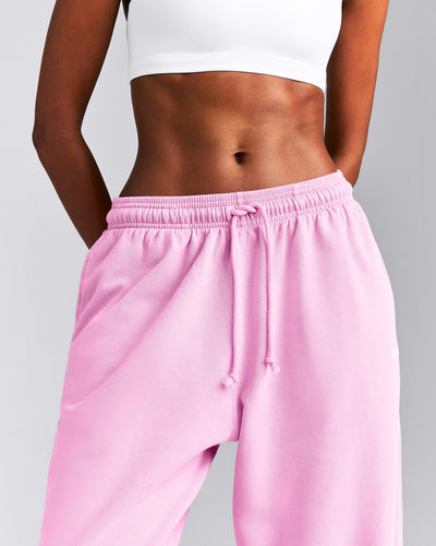 Cotton Vintage Lounge Wide Leg Joggers | Rose Pink