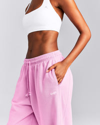 Cotton Vintage Lounge Wide Leg Joggers | Rose Pink