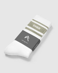 Varsity Long Crew Socks 1 Pack | White/Sage