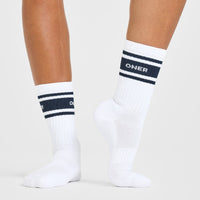 Varsity Long Crew Socks 1 Pack | White/True Blue
