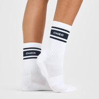 Varsity Long Crew Socks 1 Pack | White/True Blue