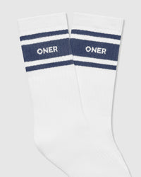 Varsity Long Crew Socks 1 Pack | White/True Blue