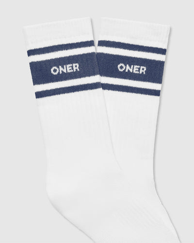 Varsity Long Crew Socks 1 Pack | White/True Blue