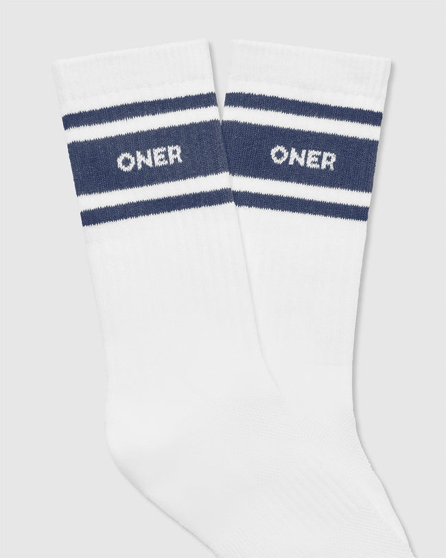 Varsity Long Crew Socks 1 Pack | White/True Blue